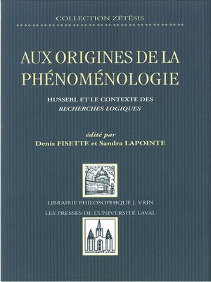 cover image of Aux origines de la phénomenologie